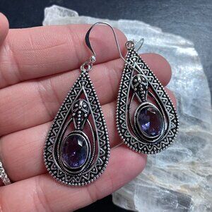 Trilobyte Amethyst Crystal Stone Jewelry Earrings